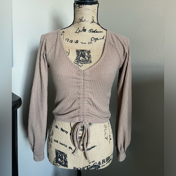 Forever 21 Tops - Tan tie sweater